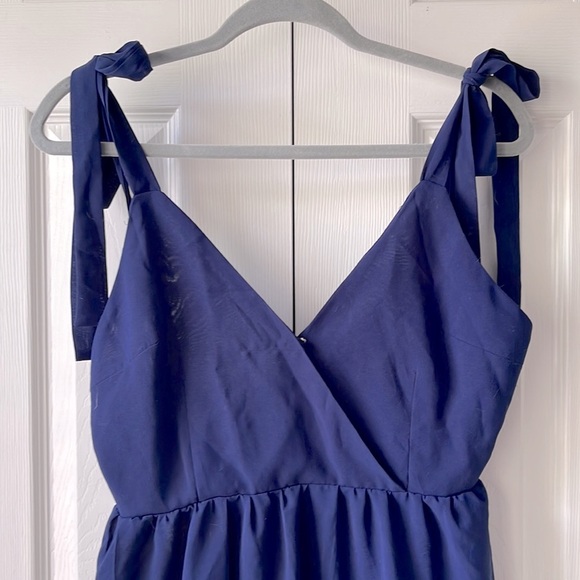 Shein Ruffle Hem Knotted Backless Cami Dress | Blue | Size Medium - Picture 3 of 11